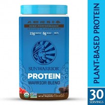 Sunwarrior - Warrior Blend, Plant Based, Raw Vegan Protein Powder with Peas & Hemp, Chocolate, 30 Servings 
