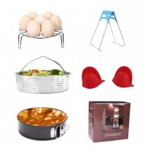 Instant Pot Accessories Set with Steamer Basket, Egg Steamer Rack, Non-stick Springform Pan, Steaming Stand, 1 Pair Silicone Cooking Pot Mitts 5 Piece